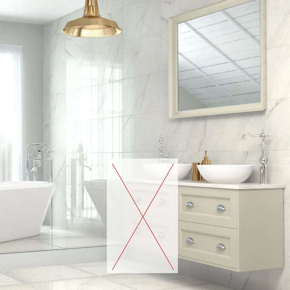Utopia Roseberry Wall Mounted 2-Drawer Vanity Unit With Inverted Solid Surface Worktop