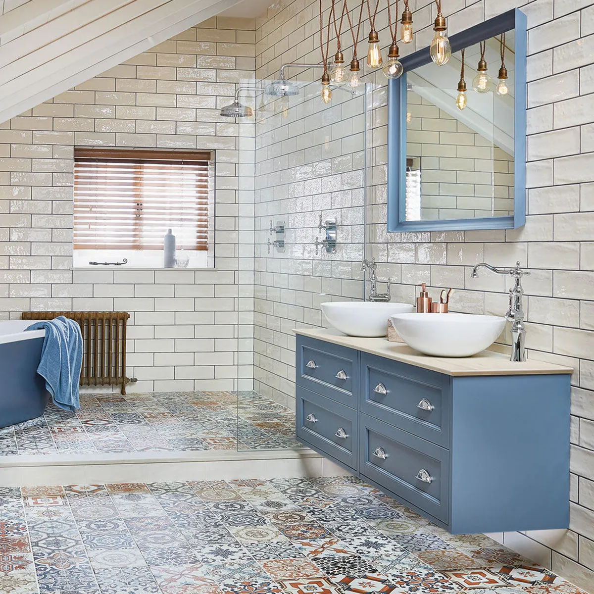 Utopia Roseberry Wall Mounted 2-Drawer Vanity Unit With Inverted Solid Surface Worktop