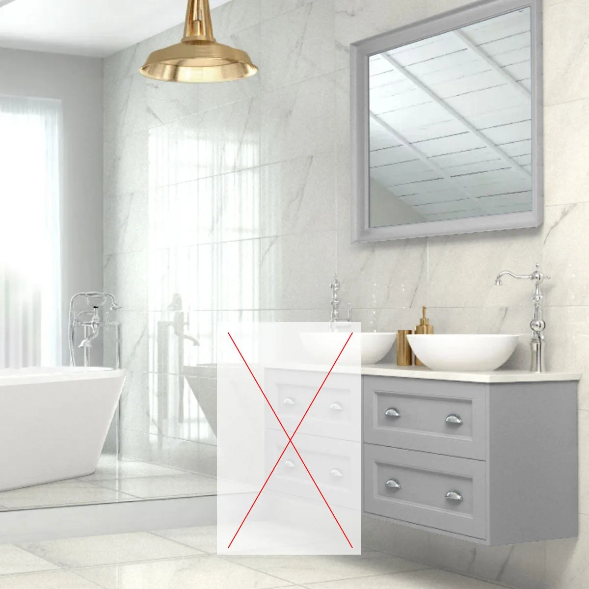 Utopia Roseberry Wall Mounted 2-Drawer Vanity Unit With Inverted Solid Surface Worktop
