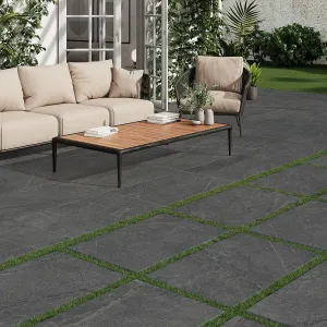 Valencia Anthracite 20mm Stone-Effect Outdoor Porcelain Tile 59x90cm