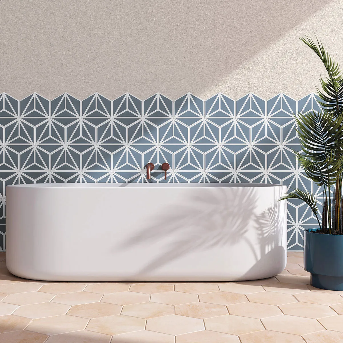 Varadero Azure Hexagonal Porcelain Tile 20x23cm Matt