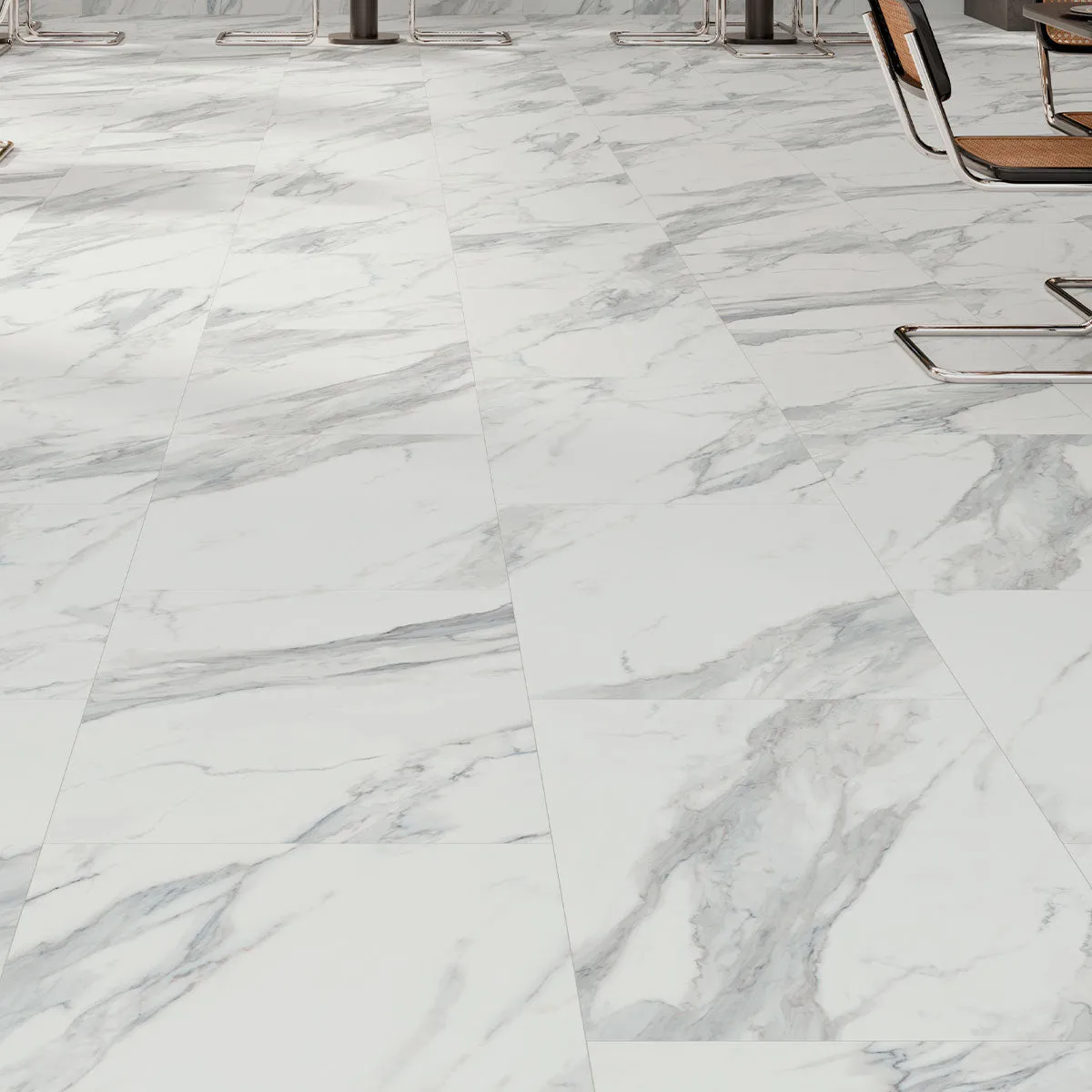 Veleta White 20mm Marble Effect Outdoor Porcelain Tile 60x90cm Matt
