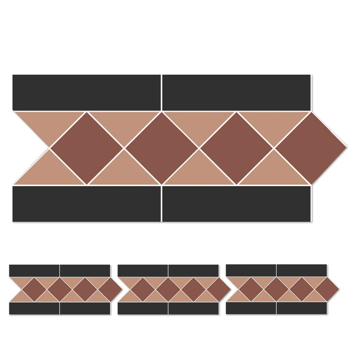 Victorian Black And Klinker Pattern Border Tile - Sold by Sheet
