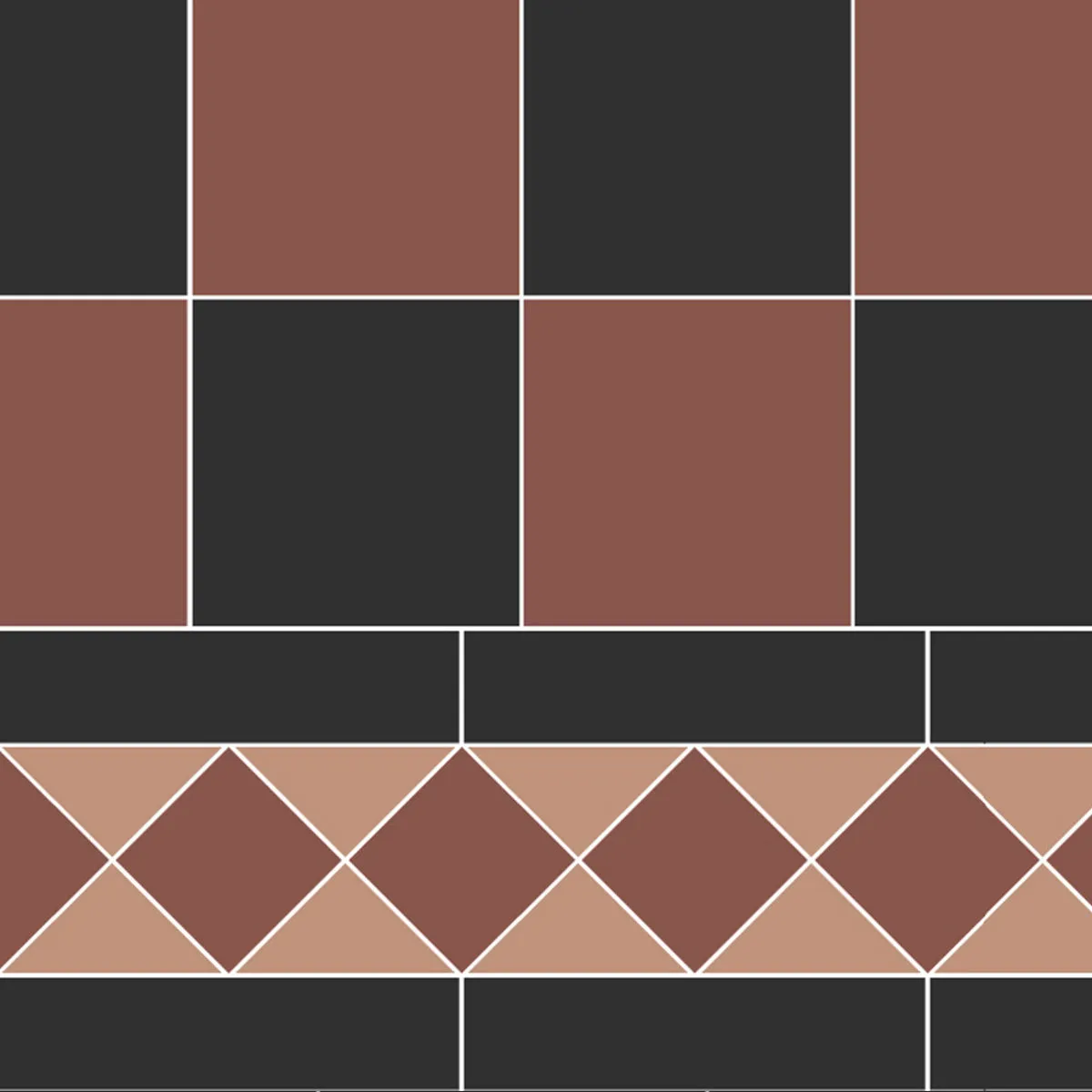 Victorian Black And Klinker Pattern Border Tile - Sold by Sheet