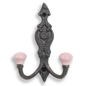 Vintage Iron Coat Hooks - Pink Hook Ends Funky Chunky