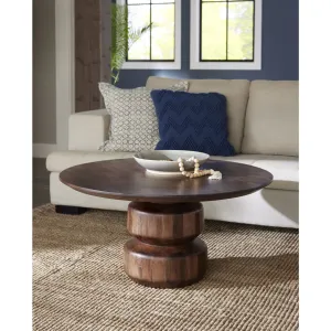 Virton Solid Wood Round Coffee Table in Smoked Brown Modus