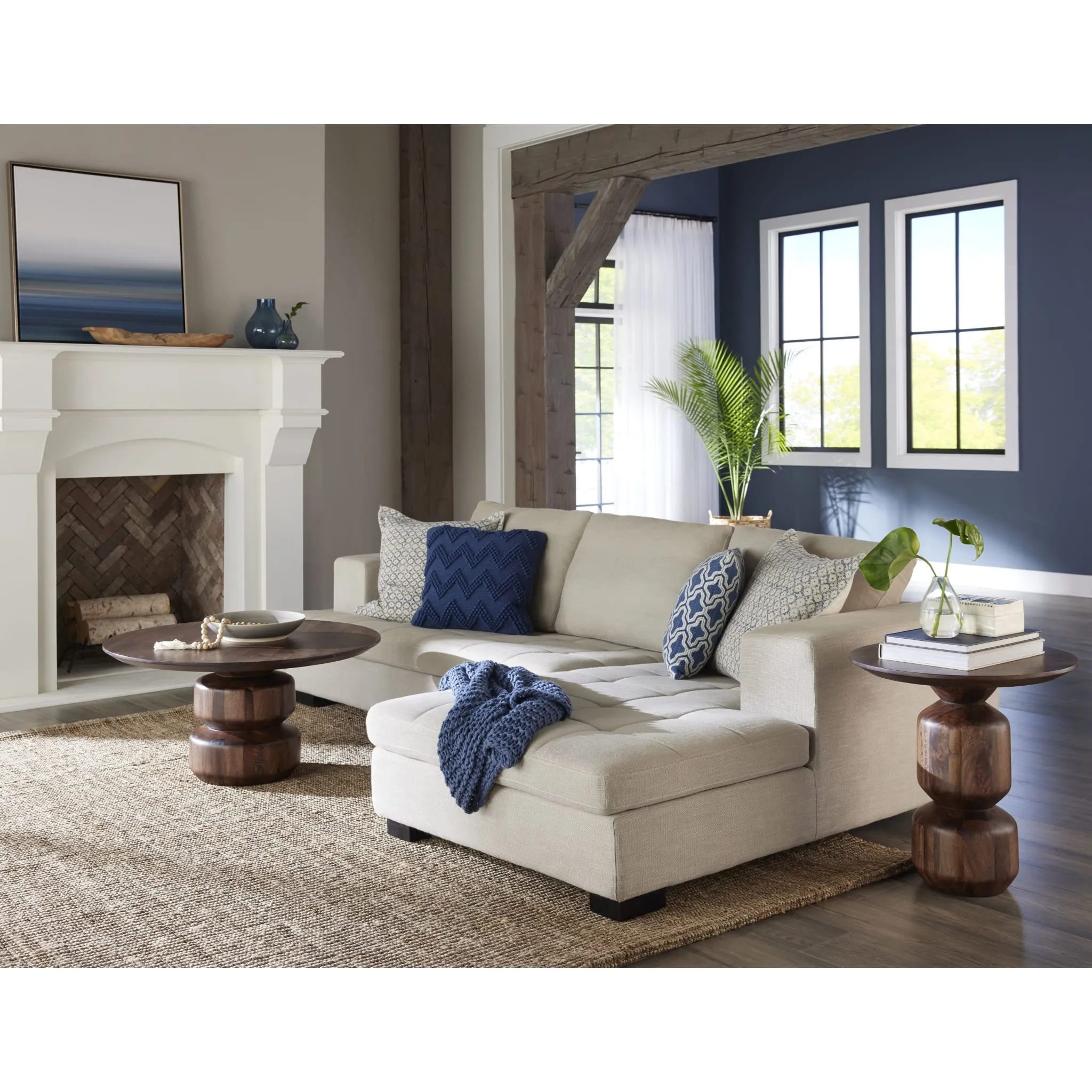 Virton Solid Wood Round Coffee Table in Smoked Brown Modus
