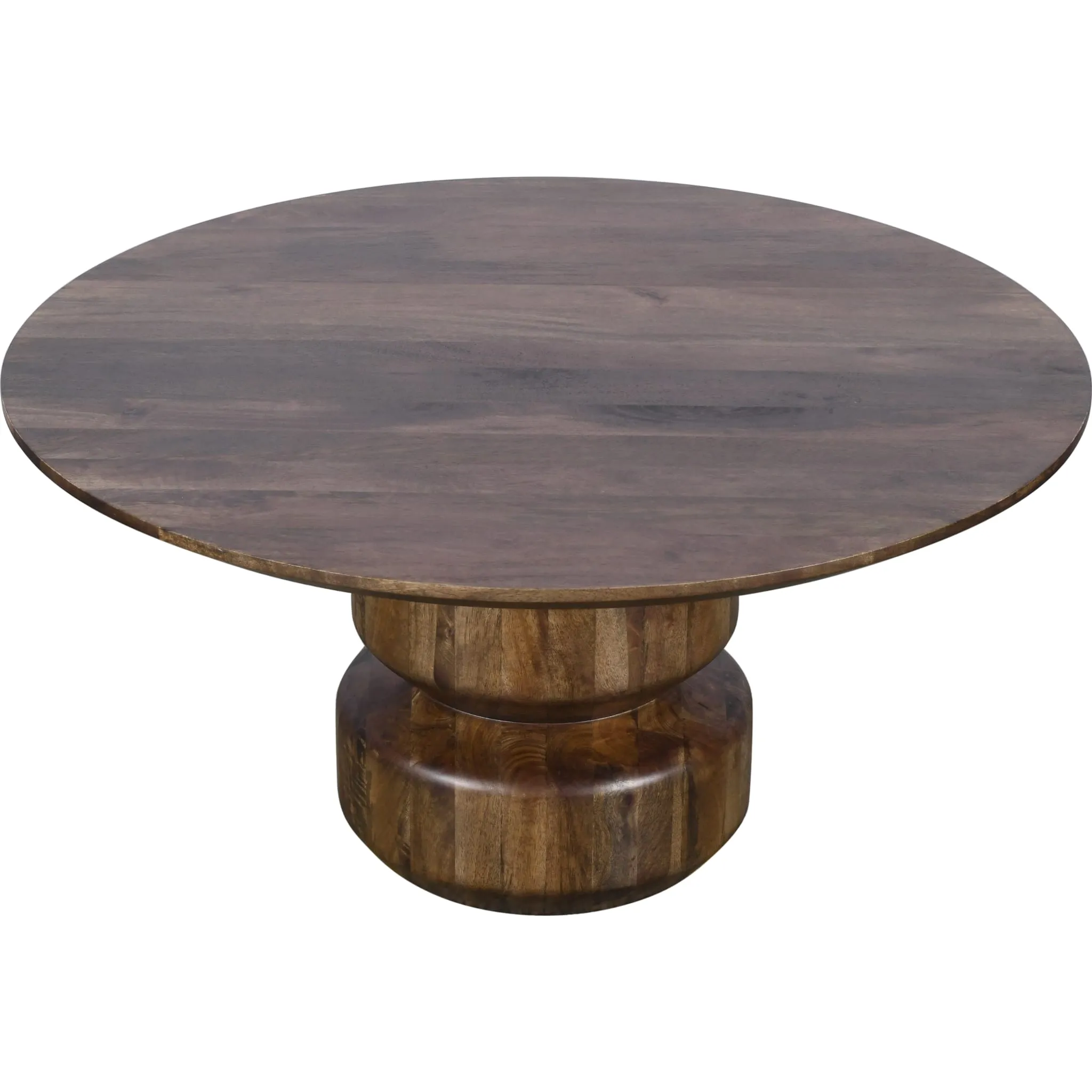 Virton Solid Wood Round Coffee Table in Smoked Brown Modus