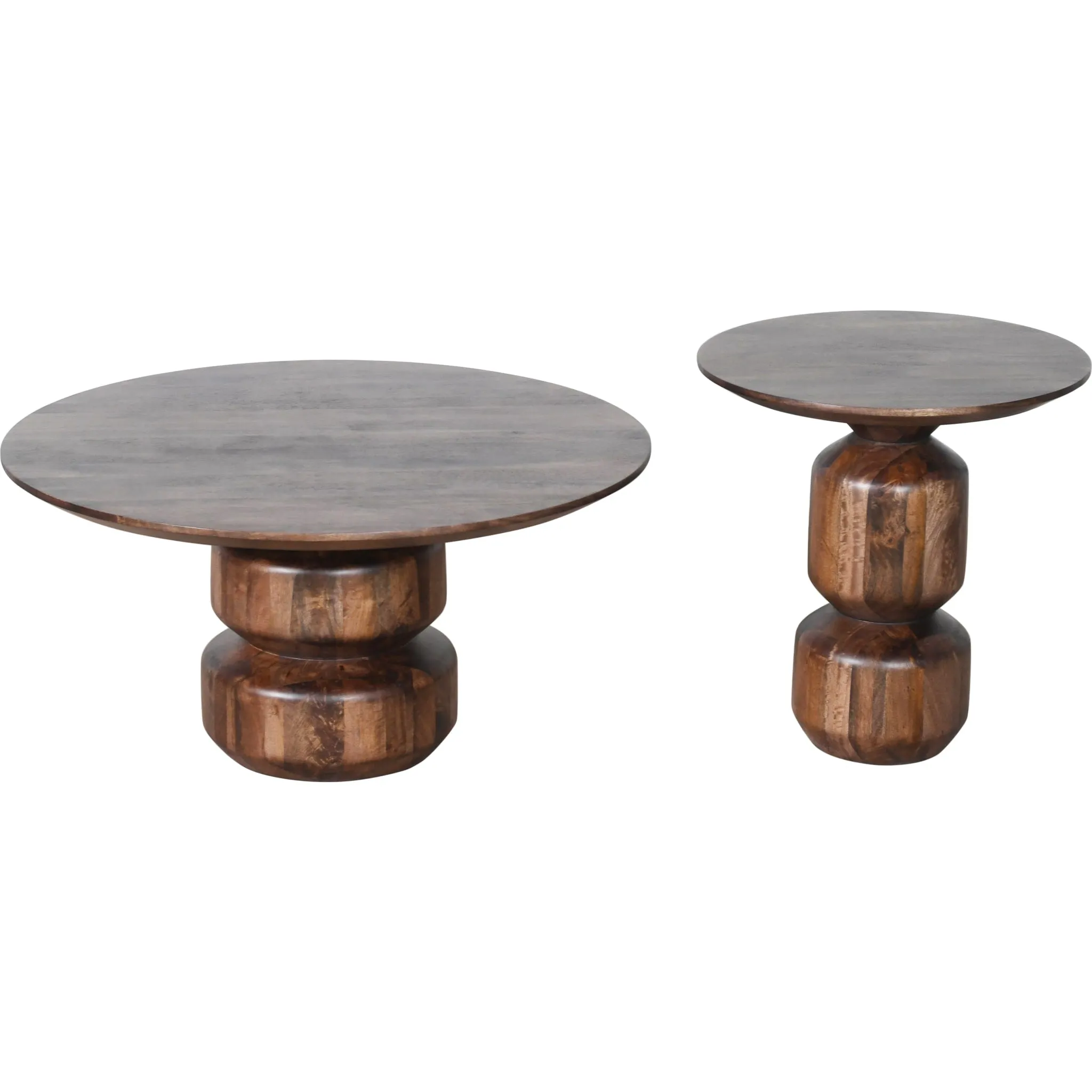 Virton Solid Wood Round Coffee Table in Smoked Brown Modus