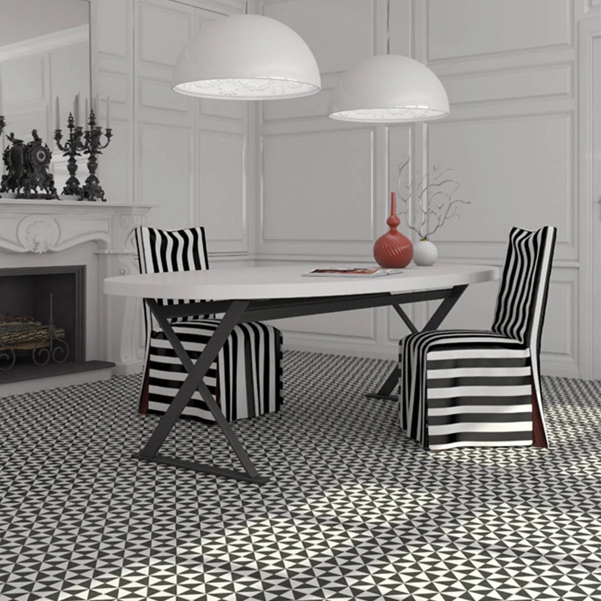 Vives Terrades Grafito Encaustic Effect Porcelain Tile 20x20cm Matt