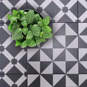 Vives Terrades Grafito Encaustic Effect Porcelain Tile 20x20cm Matt