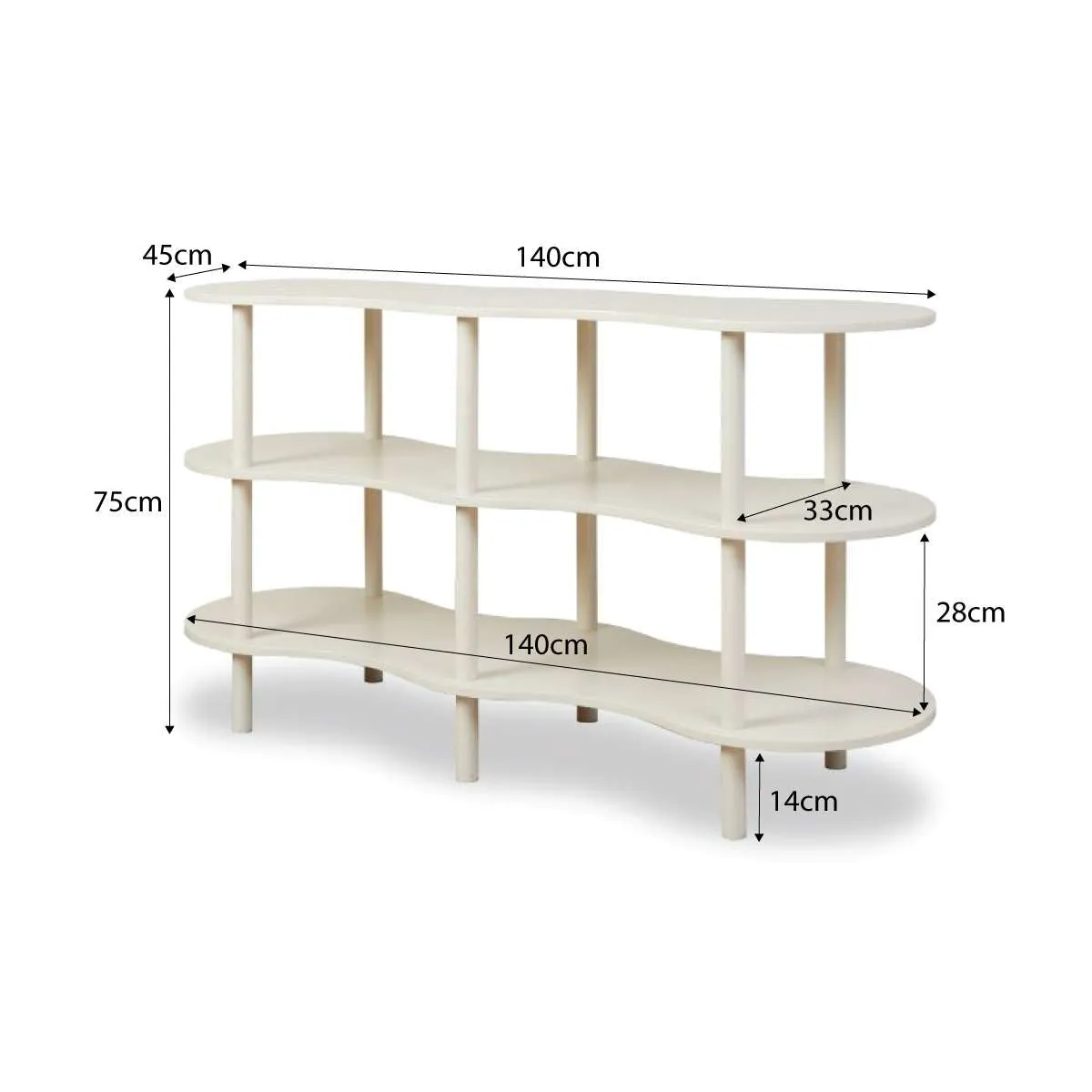 Wavey Low Three Shelf - Beige Mocka