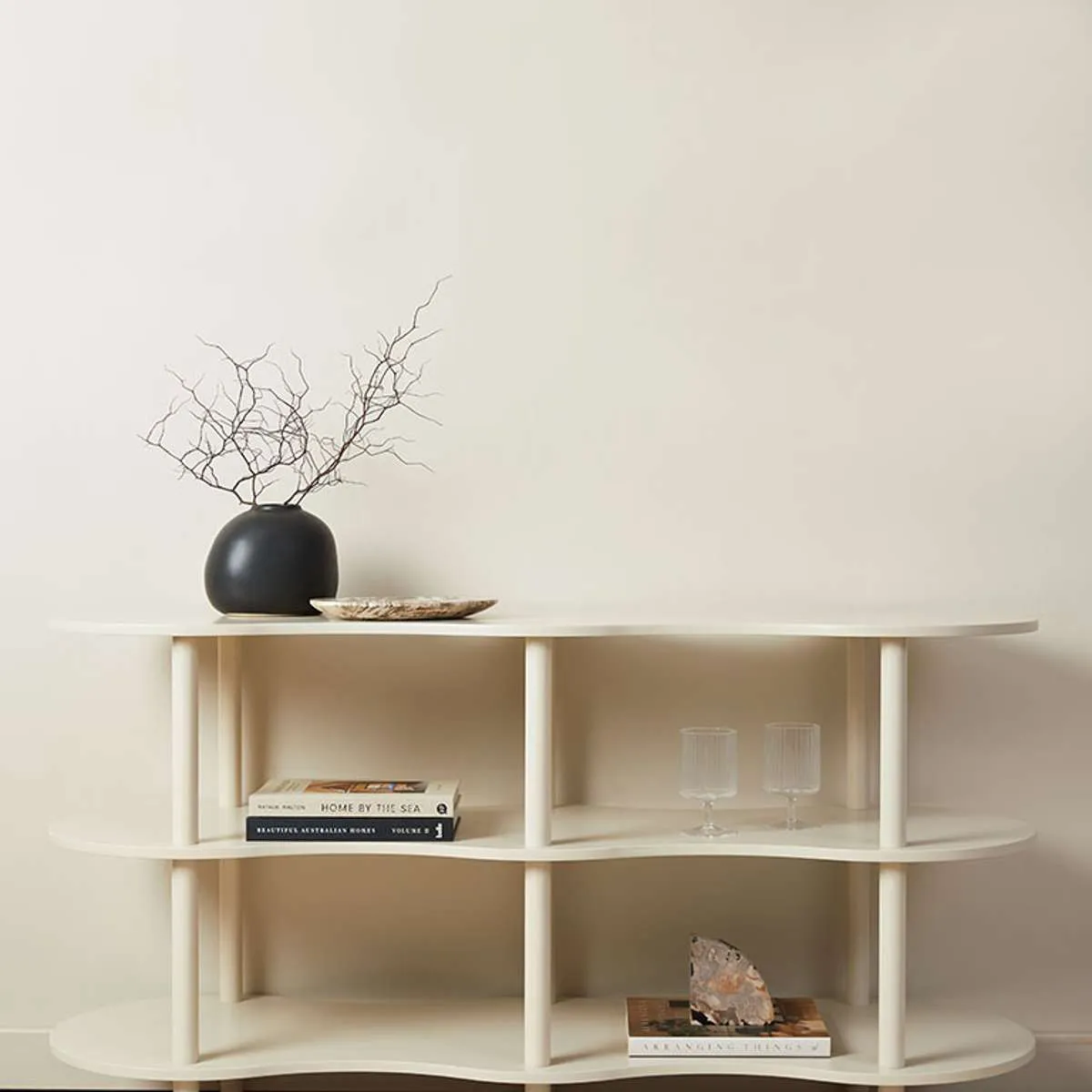Wavey Low Three Shelf - Beige Mocka