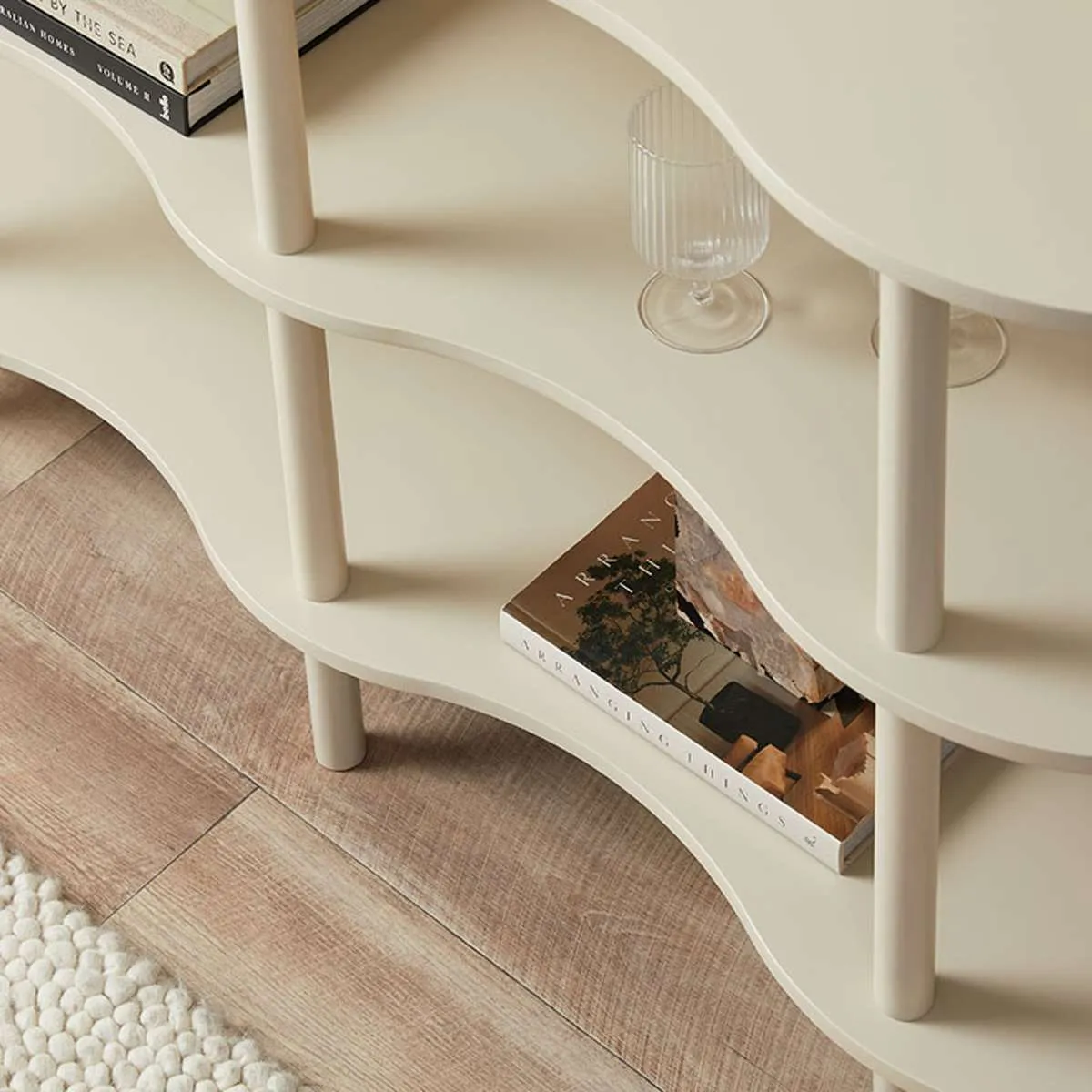 Wavey Low Three Shelf - Beige Mocka