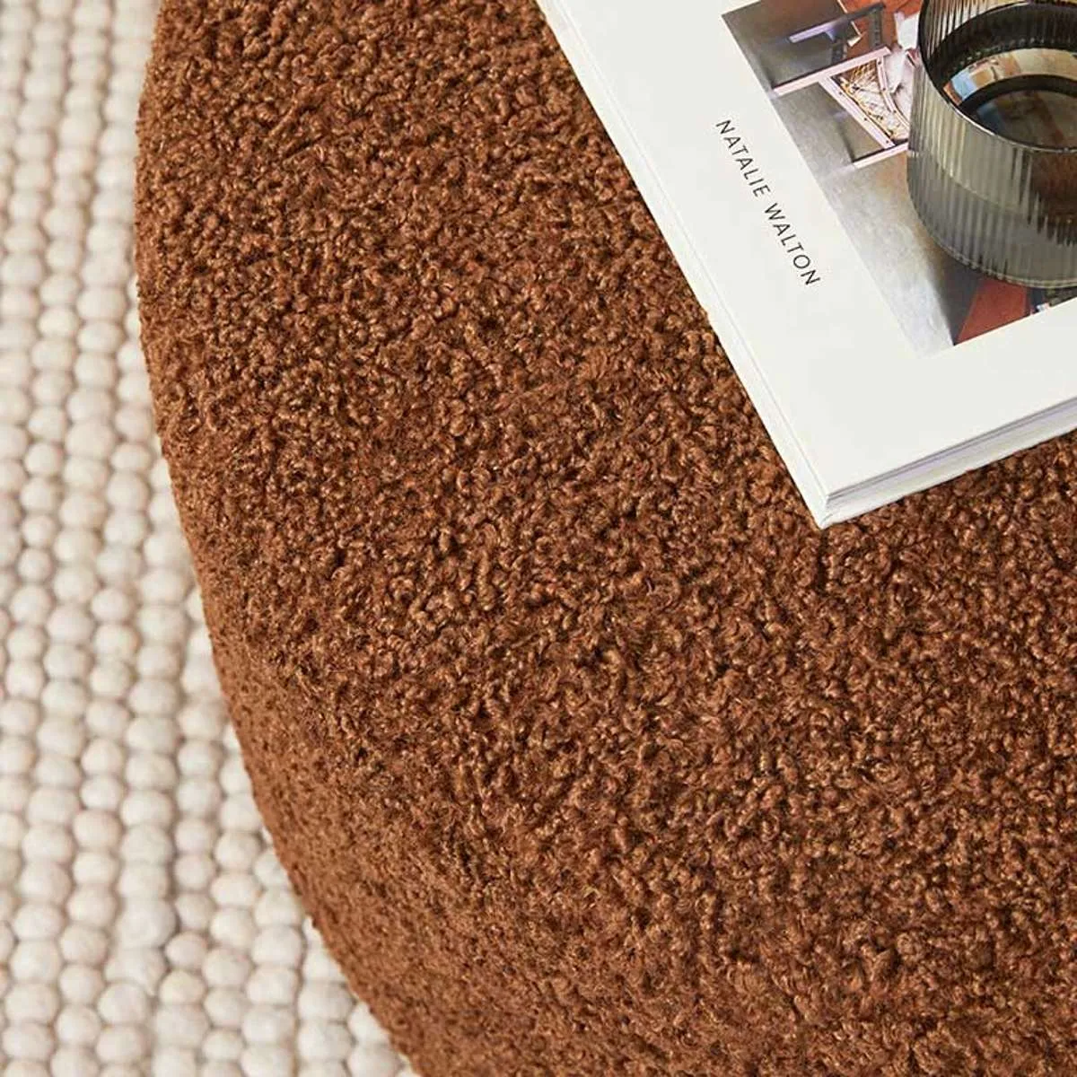 Wren Sherpa Ottoman - Chocolate Mocka