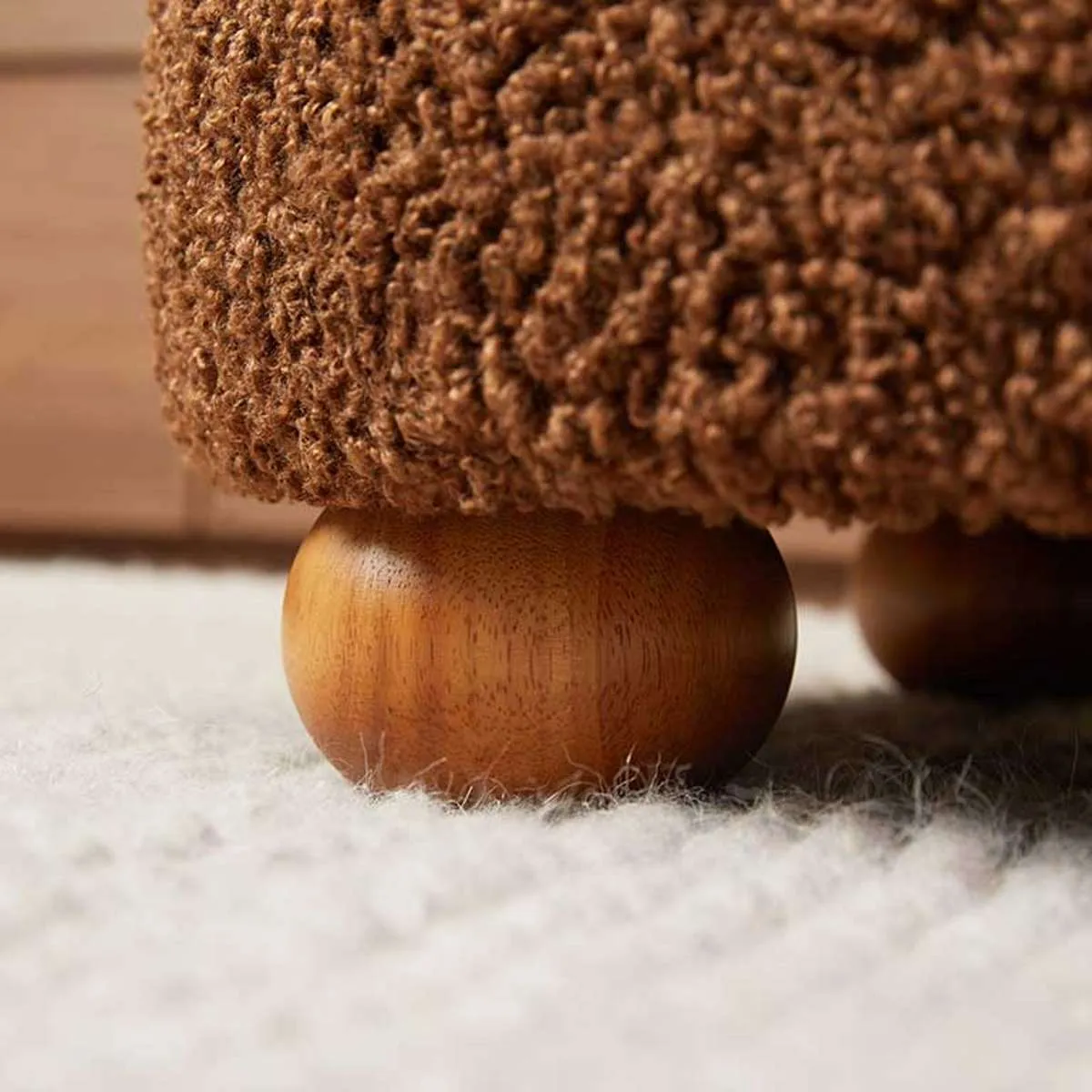 Wren Sherpa Ottoman - Chocolate Mocka