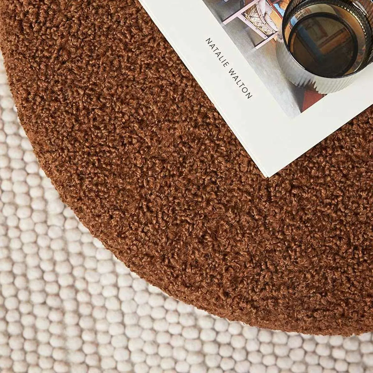 Wren Sherpa Ottoman - Chocolate Mocka