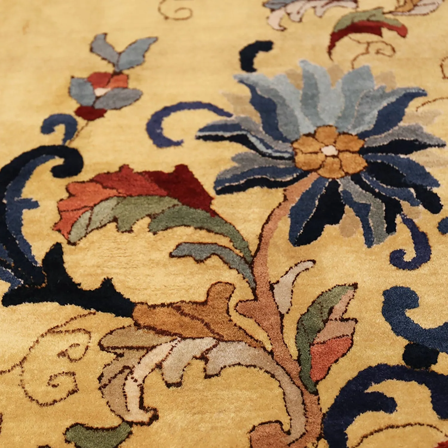 Yellow & Black Antique Chinese Rug - 11'3" x 22'6"