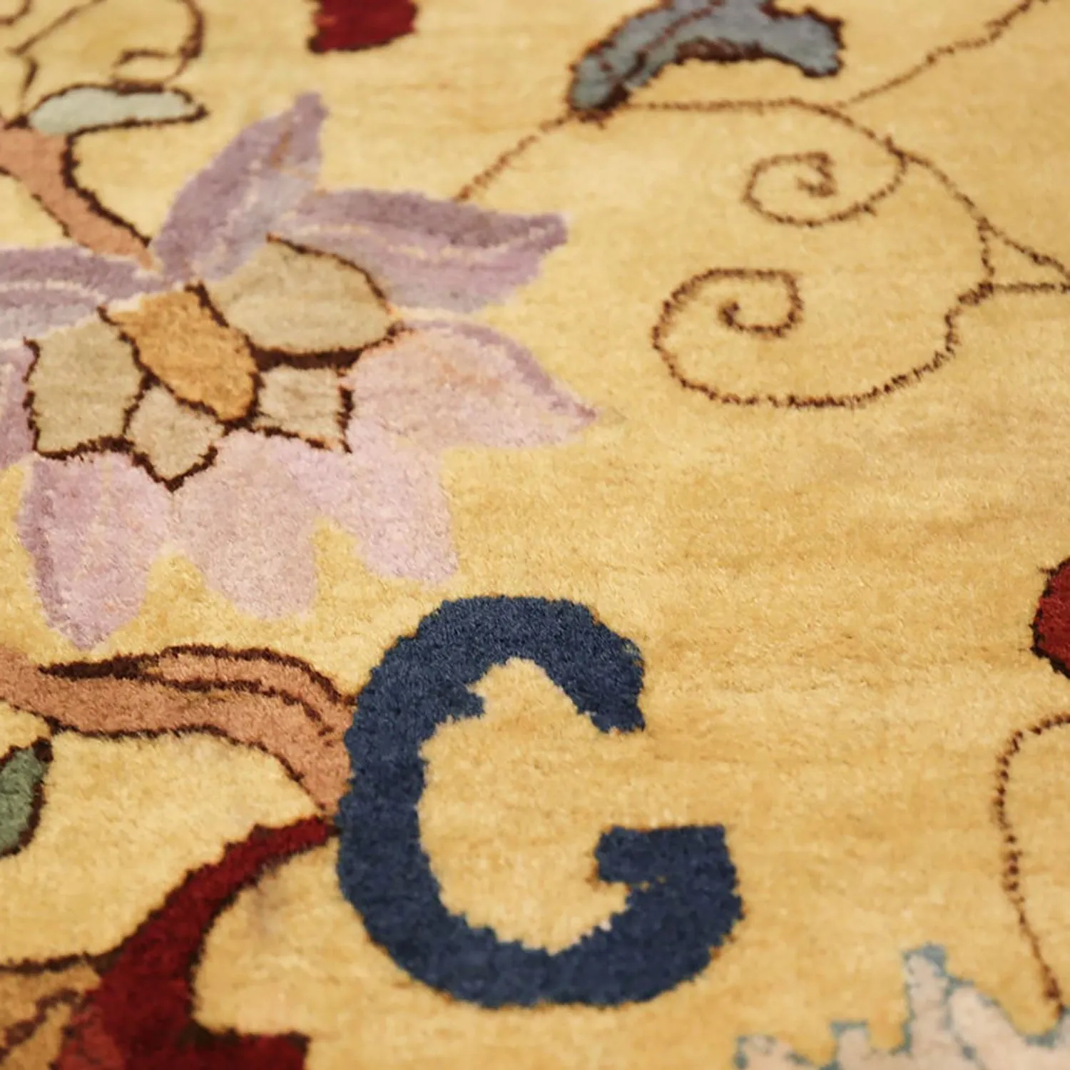 Yellow & Black Antique Chinese Rug - 11'3" x 22'6"