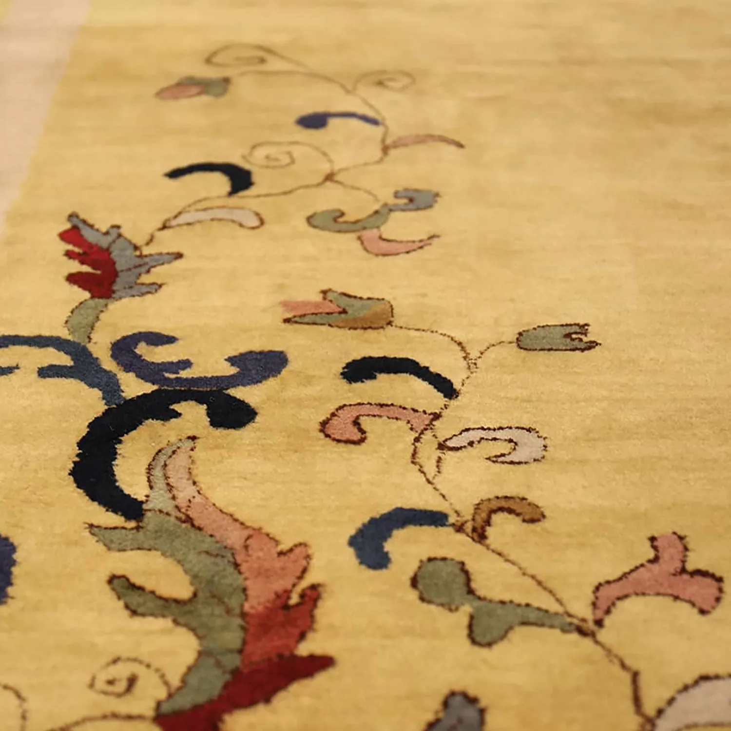 Yellow & Black Antique Chinese Rug - 11'3" x 22'6"