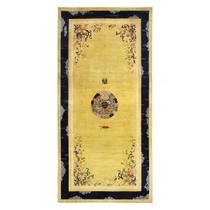 Yellow & Black Antique Chinese Rug - 11'3" x 22'6"