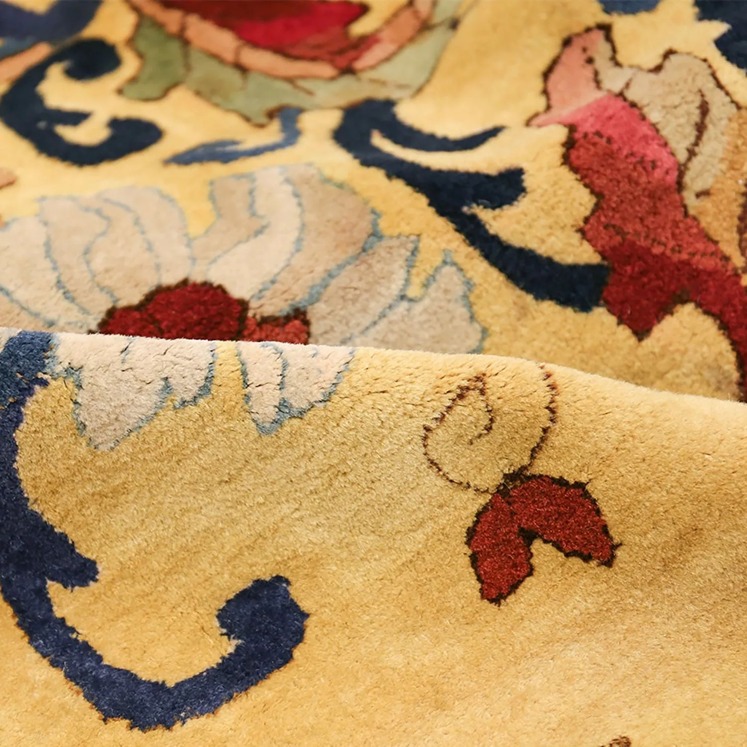 Yellow & Black Antique Chinese Rug - 11'3" x 22'6"