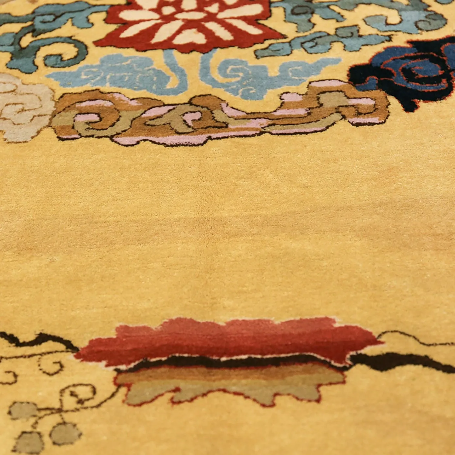 Yellow & Black Antique Chinese Rug - 11'3" x 22'6"