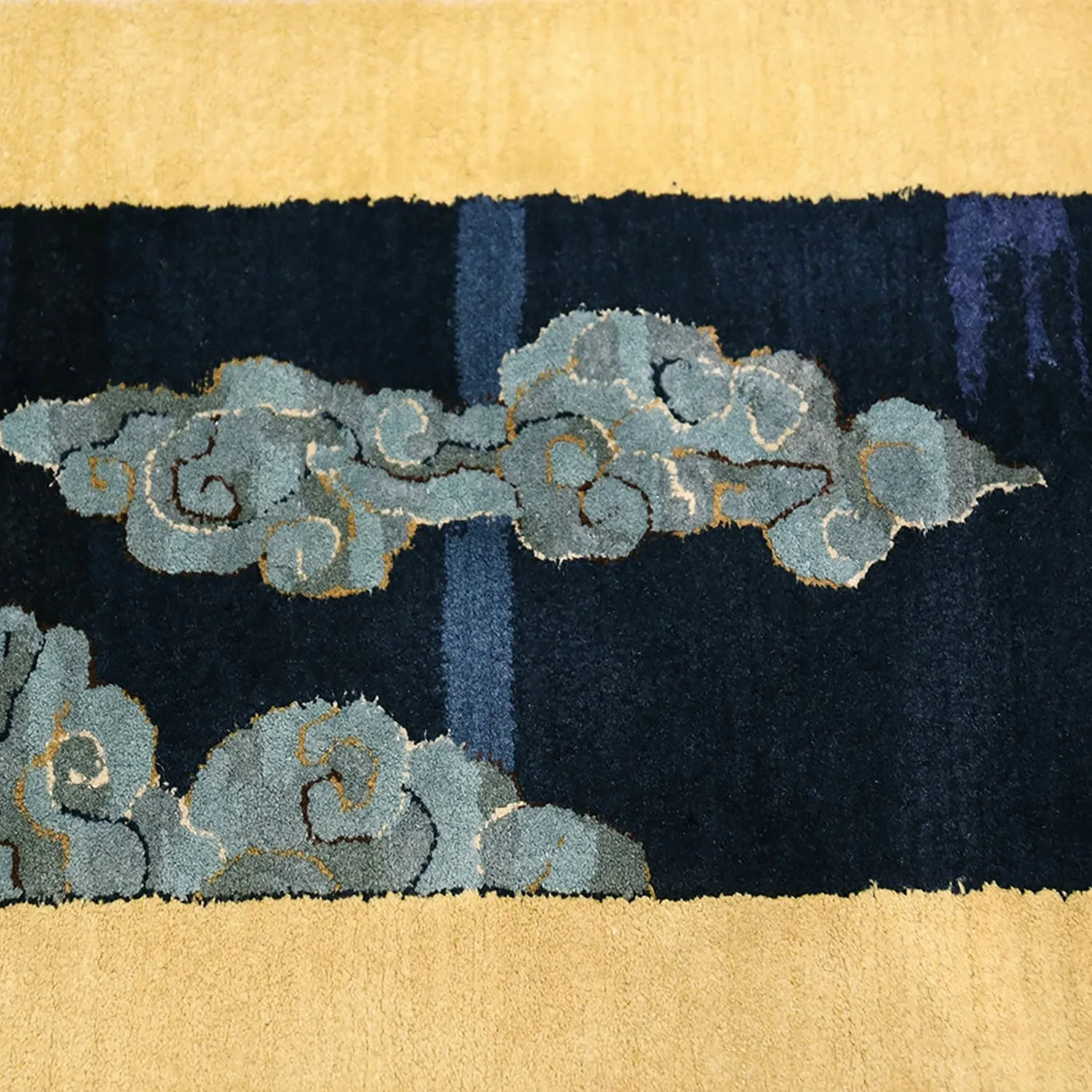Yellow & Black Antique Chinese Rug - 11'3" x 22'6"