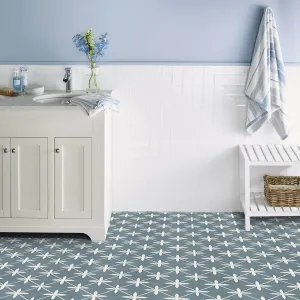 York Blue Patterned Porcelain Tile 33x33cm Matt