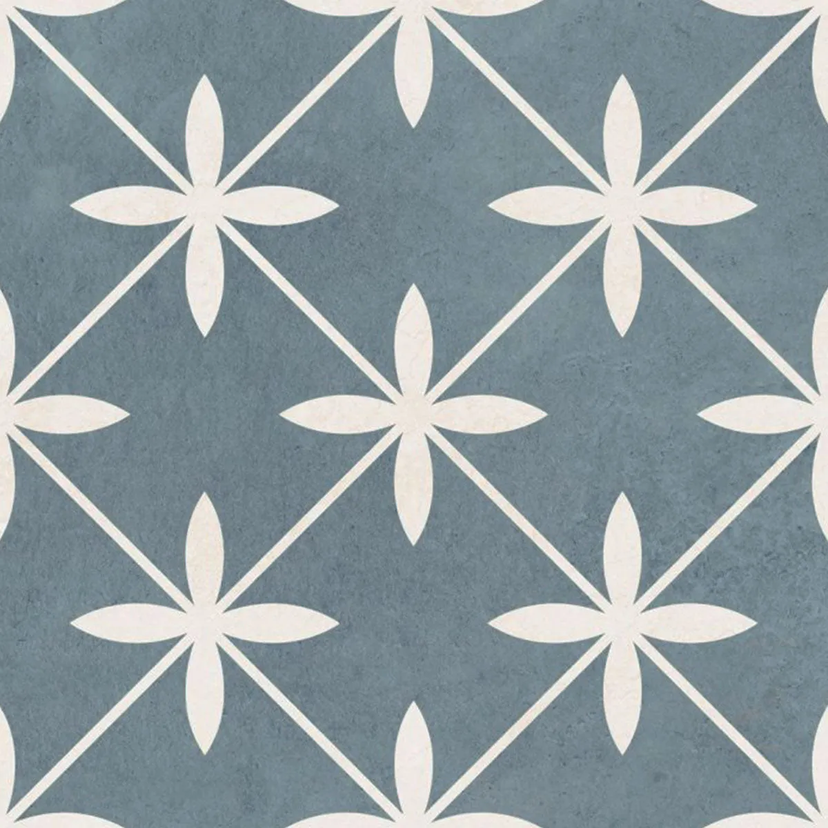 York Blue Patterned Porcelain Tile 33x33cm Matt