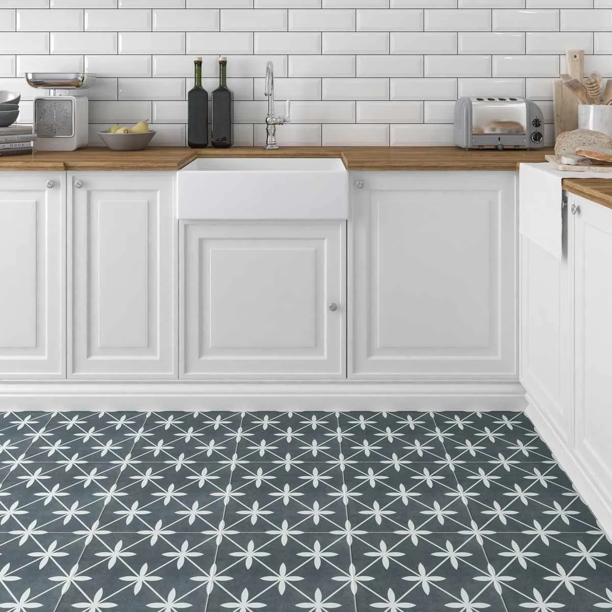 York Grey Patterned Porcelain Tile 33x33cm Matt