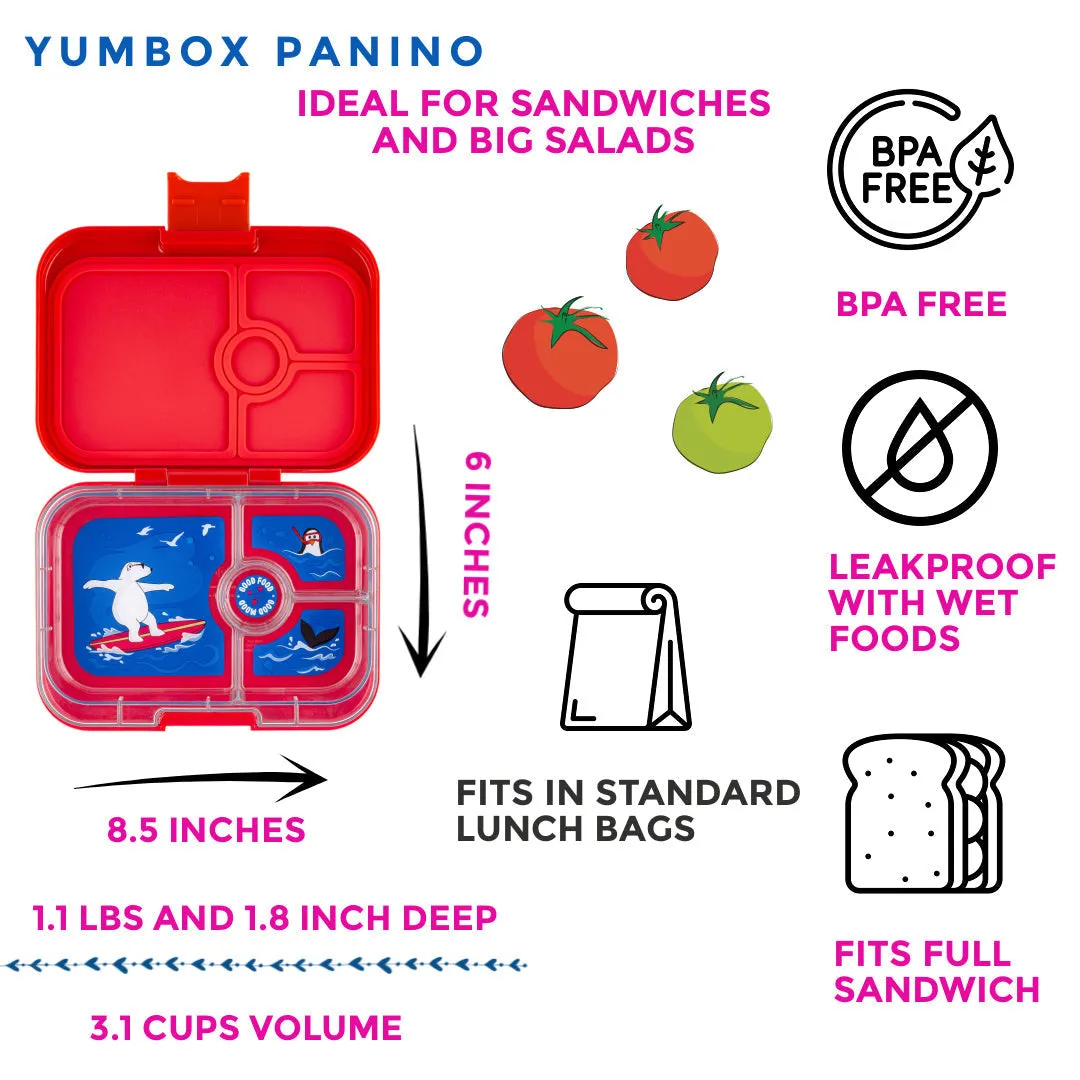 Yumbox Panino 4-Compartment Lunch Box - Roar Red Polar Bear