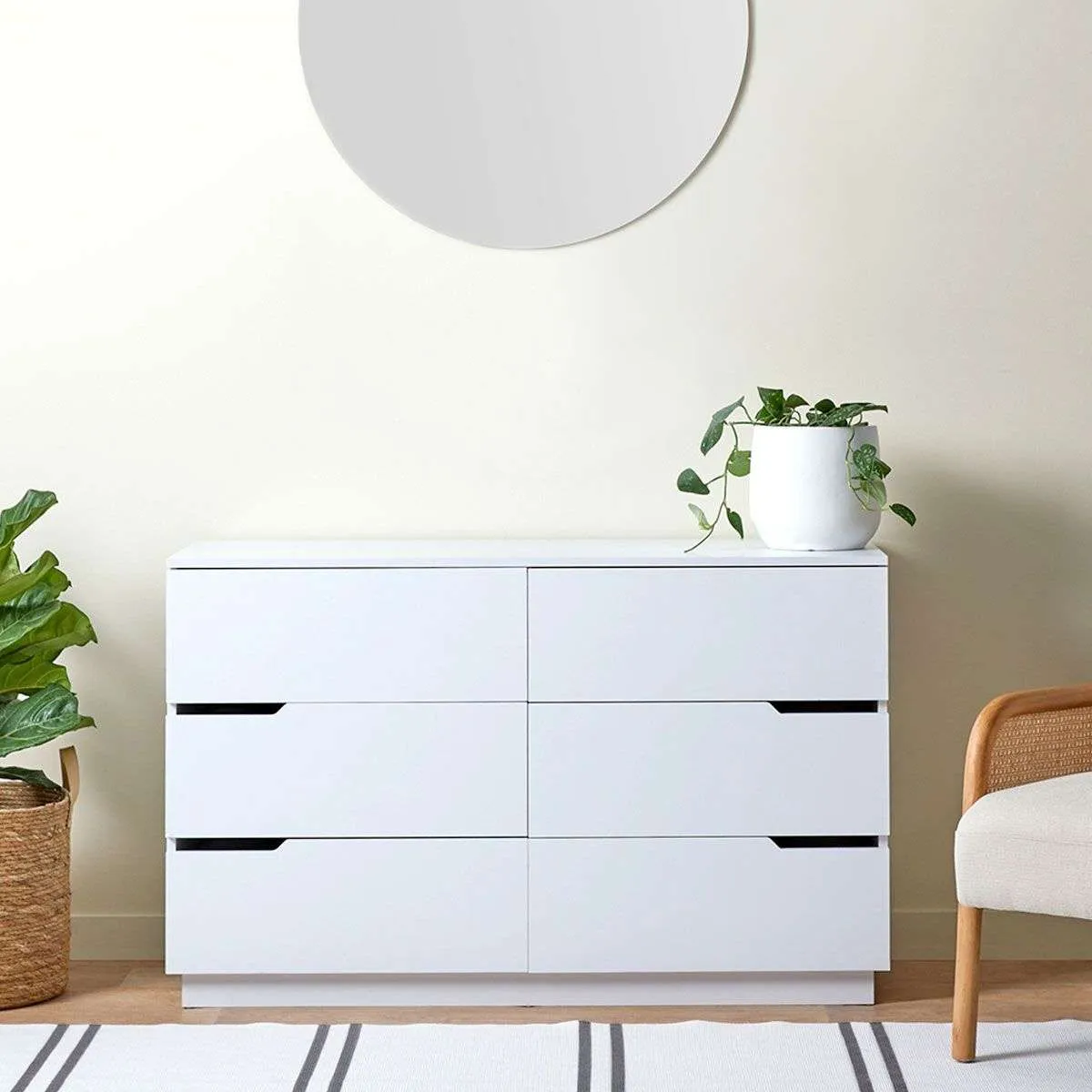 Zack Six Drawer - White Bundle Mocka