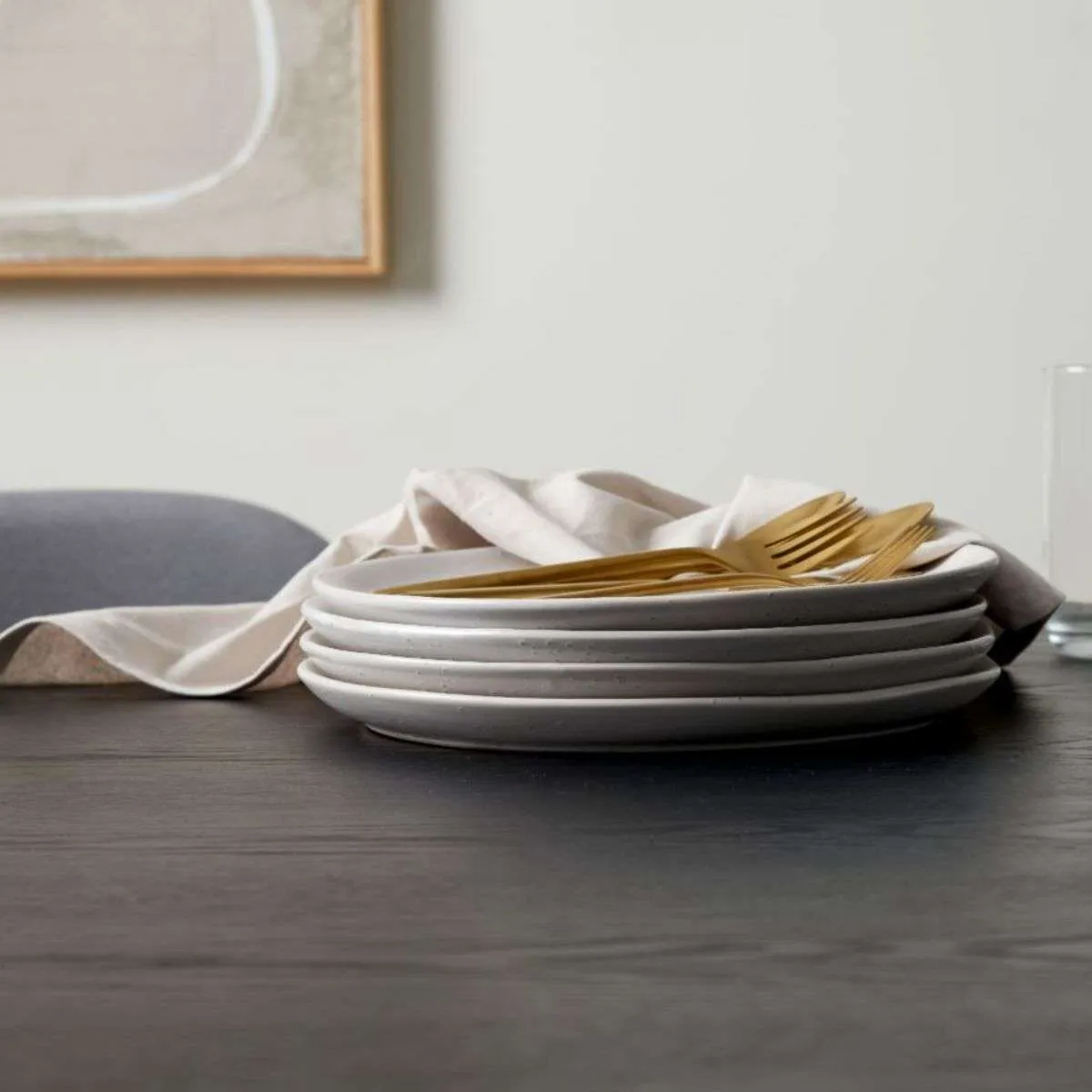 Zander 4 Seater Round Dining Table - Black Mocka