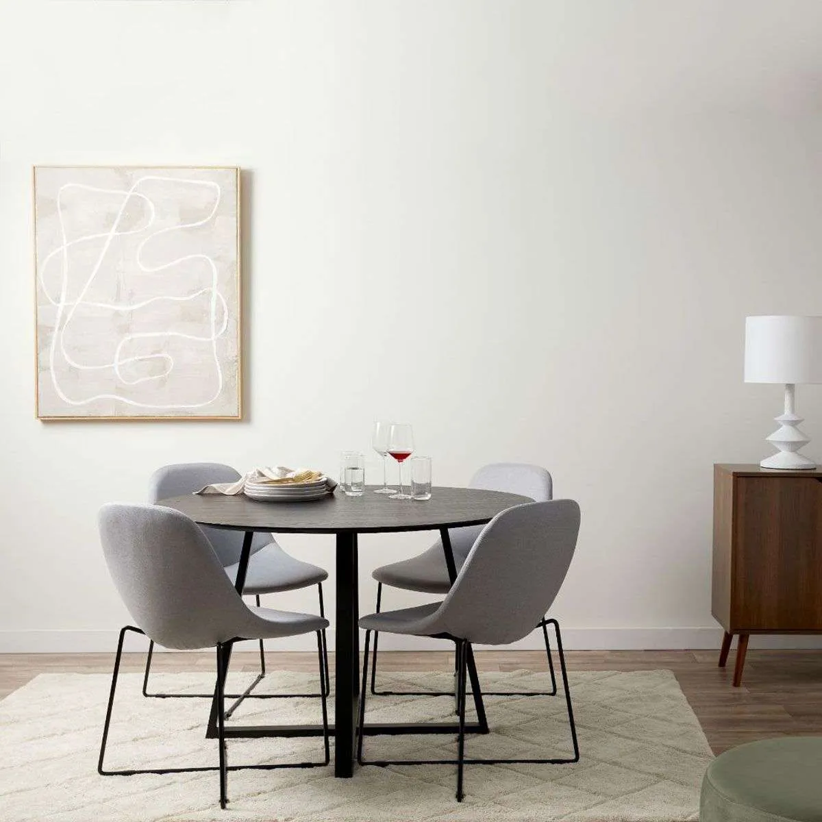 Zander 4 Seater Round Dining Table - Black Mocka