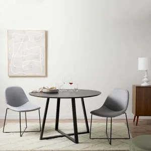 Zander 4 Seater Round Dining Table - Black Mocka