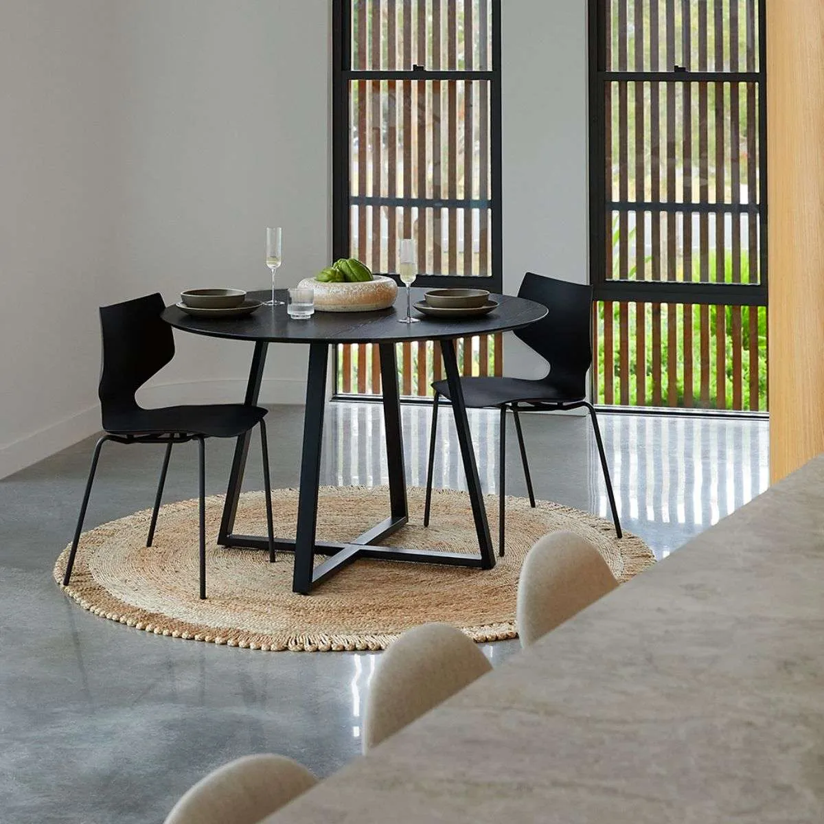 Zander 4 Seater Round Dining Table - Black Mocka